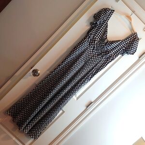 NWT J Crew Collection Tie-Neck, Cap-Sleeve Maxi Dress in Gingham, Size 14